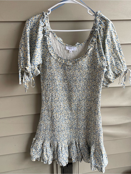 Mable Dresses & Skirts - Mable Floral Smacked Mini Dress Drop Waist Feminine‎ Balletcore Cottagecore L